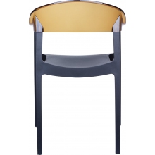 Krzesło z podłokietnikami CARMEN czarne/bursztynowe przezroczyste Siesta