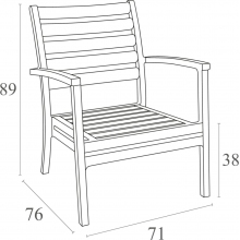 Krzesło ogrodowe z podłokietnikami Artemis XL czarne Siesta