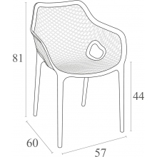 Krzesło ażurowe z podłokietnikami AIR XL czarne Siesta
