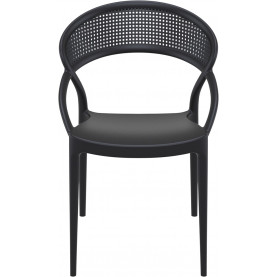 Nowoczesne Krzesło ażurowe z podłokietnikami SUNSET czarne Siesta do kuchni, jadalni i salonu. 2