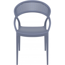 Krzesło ażurowe z podłokietnikami SUNSET ciemnoszare Siesta