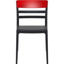 Krzesło z tworzywa MOON czarne/czerwone przezroczyste Siesta