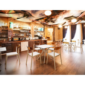 Krzesło z tworzywa FLASH białe/bursztynowe przezroczyste Siesta