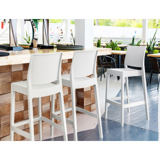 Krzesło barowe plastikowe MAYA BAR 75 białe Siesta