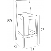 Krzesło barowe plastikowe MAYA BAR 75 szarobrązowe Siesta