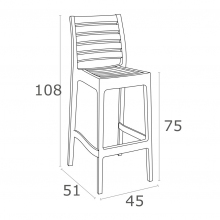 Krzesło barowe plastikowe ARES BAR 75 białe Siesta