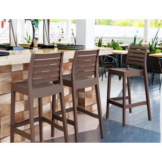 Krzesło barowe plastikowe ARES BAR 75 brązowe Siesta