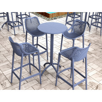 Krzesło barowe plastikowe ażurowe AIR BAR 65 ciemnoszare Siesta