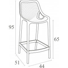 Krzesło barowe plastikowe ażurowe AIR BAR 65 szarobrązowe Siesta