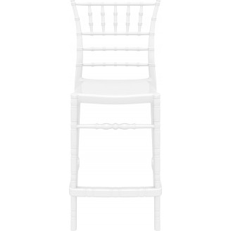 Krzesło barowe glamour CHIAVARI BAR 65 lśniące białe Siesta