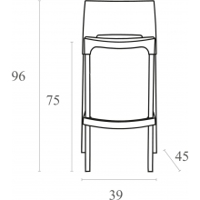 Krzesło barowe plastikowe GIO 75 czarne Siesta