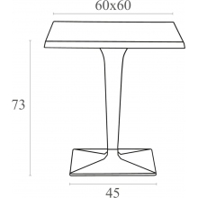 Stół kwadratowy na jednej nodze Ice 60x60 srebrnoszary Siesta