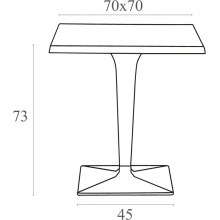 Stół kwadratowy na jednej nodze Ice 70x70 biały Siesta