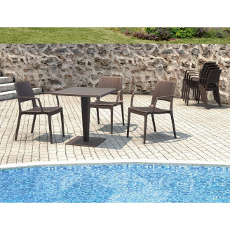 Stół ogrodowy plastikowy Riva 70x70 brązowy Siesta
