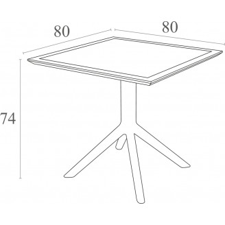 Stół ogrodowy plastikowy Sky 80x80 biały Siesta