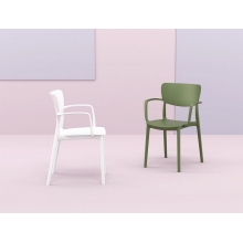 Krzesło plastikowe z podłokietnikami Lisa oliwkowe Siesta