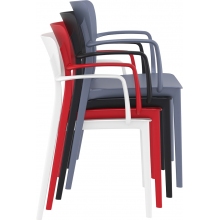Krzesło plastikowe z podłokietnikami Lisa czerwony Siesta