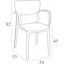 Krzesło plastikowe z podłokietnikami Lisa ciemno szare Siesta