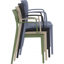 Krzesło ażurowe z podłokietnikami Loft oliwkowe Siesta