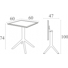 Składany stół ogrodowy plastikowy Sky 60x60 beżowy Siesta