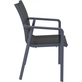 Krzesło ogrodowe z podłokietnikami Pacific czarny/ciemno szary Siesta
