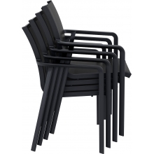 Krzesło ogrodowe z podłokietnikami Pacific czarny/ciemno szary Siesta
