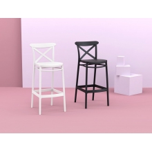 Krzesło barowe plastikowe Cross 65 czarne Siesta