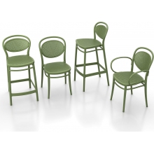Krzesło barowe plastikowe Marcel 75 oliwkowy Siesta