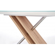 Stół szklany prostokątny NEXUS 160x90 biały/dąb sonoma Halmar