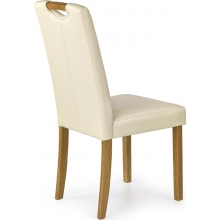 Krzesło z ekoskóry na drewnianych nogach CARO buk/kremowy Halmar