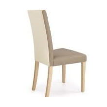 Krzesło z ekoskóry na drewnianych nogach NORBERT beż/dąb sonoma Halmar