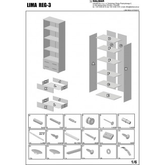 Regał z szufladami LIMA REG3 dąb sonoma/biały Halmar