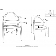 Krzesło z ekoskóry z podłokietnikami K247 biały/dąb miodowy Halmar