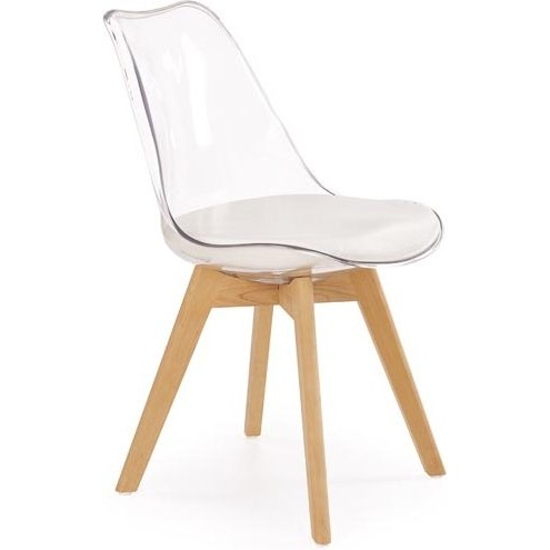 Stylowe Krzesło skandynawskie z poduszką K246 bezbarwny/buk Halmar do kuchni, salonu i restauracji.