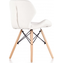 Krzesło pikowane z ekoskóry na drewnianych nogach K281 biały/buk Halmar