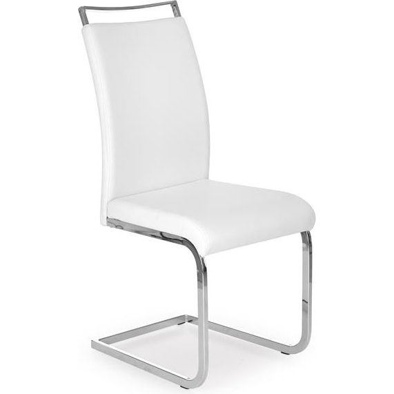Krzesło nowoczesne z ekoskóry na płozie K250 biały/chrom Halmar do jadalni, kuchni i salonu.