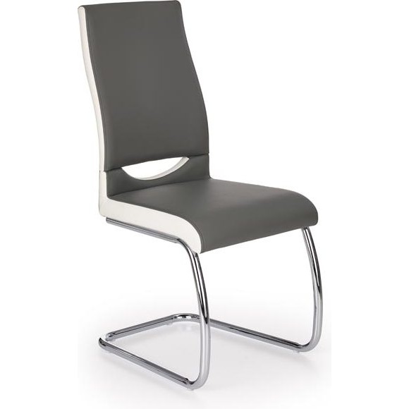Krzesło nowoczesne z ekoskóry na płozie K259 popielate Halmar do jadalni, kuchni i salonu.