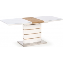 Stół rozkładany szklany TORONTO 140x80 biały/dąb złoty Halmar