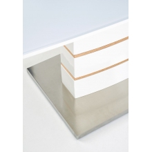 Stół rozkładany szklany TORONTO 140x80 biały/dąb złoty Halmar
