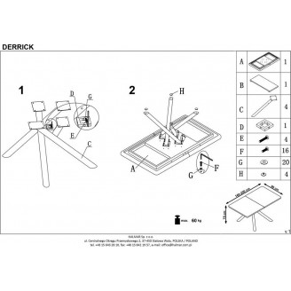 Stół rozkładany loft Derrick 160x90 dąb naturalny Halmar