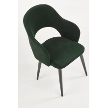 Krzesło welurowe z podłokietnikami K364 ciemno zielone Halmar
