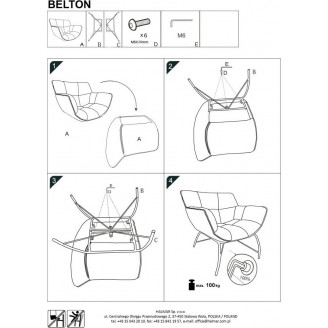 Fotel welurowy designerki Belton żółty Halmar