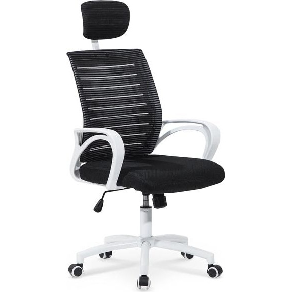 Fotel biurkowy z zagłówkiem SOCKET biało-czarny Halmar do biurka.