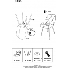 Krzesło welurowe pikowane K453 popielate Halmar