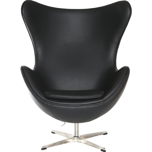 Designerski Fotel obrotowy Jajo czarna skóra Premium D2.Design do salonu i sypialni.