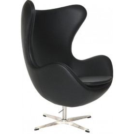 Designerski Fotel obrotowy Jajo czarna skóra Premium D2.Design do salonu i sypialni. 2