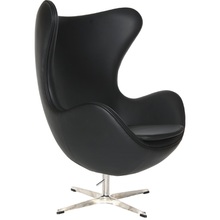 Designerski Fotel obrotowy Jajo czarna skóra Premium D2.Design do salonu i sypialni.