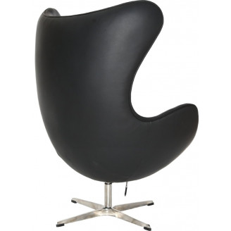 Designerski Fotel obrotowy Jajo czarna skóra Premium D2.Design do salonu i sypialni.