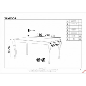 Stół rozkładany Windsor 160x90 ciemny dąb/czarny Halmar