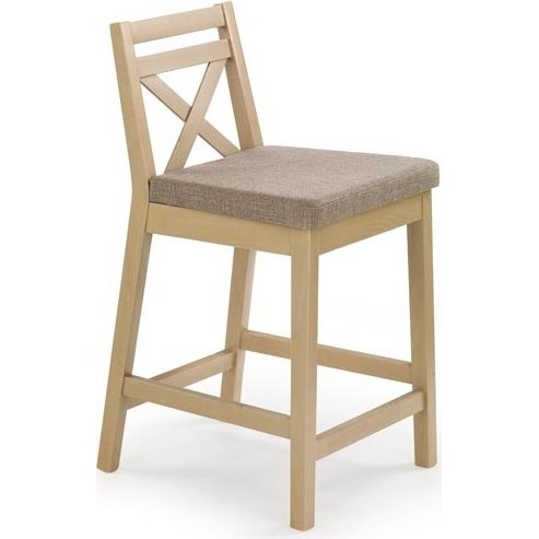 Krzesło barowe drewniane BORYS LOW 58 dąb sonoma Halmar do kuchni, restauracji i baru.